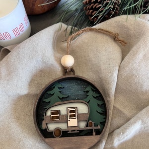 Camper's Paradise Layered Tin Can Camper Ornament