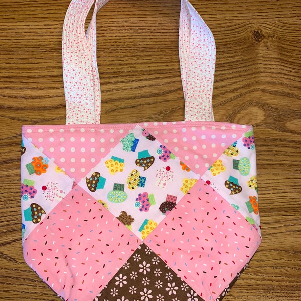 Cupcake Ballerina Polka Dot Small Reversible Schlep Bag