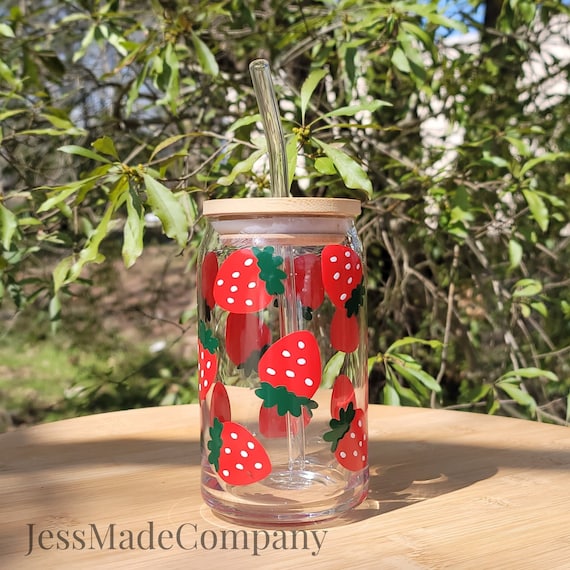 Strawberry Patch| Beer Can Glass| Libbey Glassware| Spring Glassware| Summer Glassware| Berry Glassware|