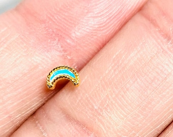 20G Dainty Gold Illuminating Mond-Form-Nasenstecker mit Ball. 7mm. Nasenpiercing. Nasenring. Nasenschmuck. Nasenstecker