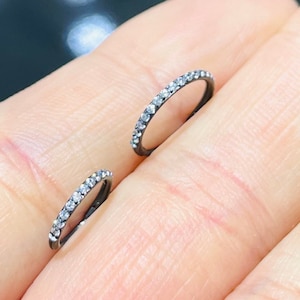 20G Schwarz Super Dainty Klarer Edelstein Clicker Nase Hoop, Mehrzweck Hoop Ring Nase Piercing Ring Knorpel Daith Tragus Piercing Hoop