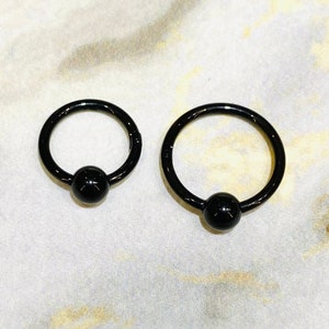 Anneau à cliquet noir 16G Anneau de piercing au septum Anneau polyvalent de piercing d'oreille Bijoux