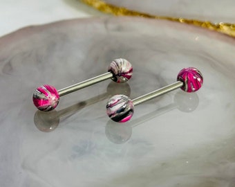 Paar Simulierte Opal Barbell Piercings – 14G, 14mm Länge, 316L Chirurgenstahl