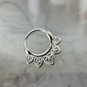 16G Tribal Design Septum Clicker Ring Fancy Decorative Septum Clicker Hoop Ring Piercing Jewelry