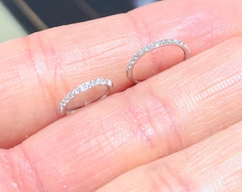20G Silver Super Dainty Clear Stones Seamless Clicker Nose Hoop. Nose Piercing. Nose Ring. Cartilage Earrings. Cartilage Hoop.