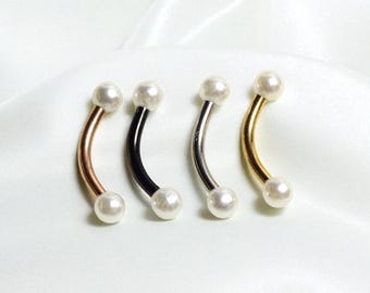 Piercing al sopracciglio con estremità a sfera in perla, VCH, piercing intimo femminile Christina, bilanciere curvo da 16 g