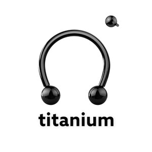 16G Implant Grade Titanium Internally Threaded Black 8MM 10MM Horseshoe Hoop Ring for Septum Labret Tragus Hood Cartilage Piercing