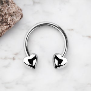 16g Heart Horseshoe Ring, Heart Shape Decor Septum Piercing Nose Cartilge Piercing Multipurpose Horseshoe Ring Jewelry