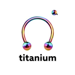 16G Implant Grade Titanium Internally Threaded Horseshoe Hoop Ring for Septum Tragus Labret Hood Cartilage Piercings