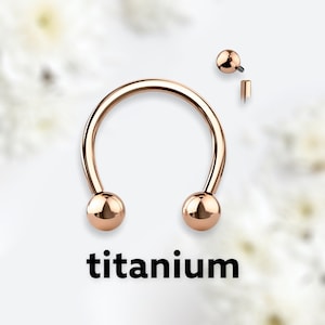 16G Implant Grade Titanium Internally Threaded Rose Gold 8MM 10MM Horseshoe Hoop Ring for Septum, Tragus, Labret, Cartilage, Hood Piercings