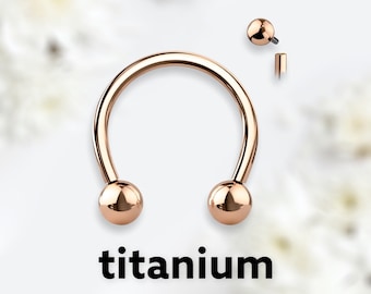 Anello a cerchio a ferro di cavallo da 8 mm 10 mm in titanio con grado di impianto 16G con filettatura interna in oro rosa per setto, trago, labret, cartilagine, piercing sul cappuccio