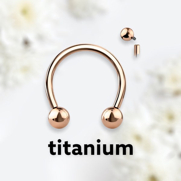 16G Implant Grade Titanium Internally Threaded Rose Gold 8MM 10MM Horseshoe Hoop Ring for Septum, Tragus, Labret, Cartilage, Hood Piercings