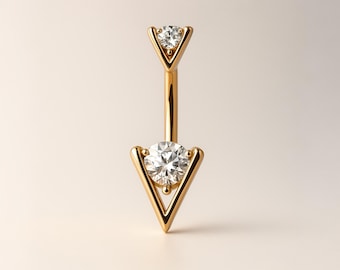 Anneau de ventre triangulaire, beau piercing de nombril en or au look minimaliste et élégant