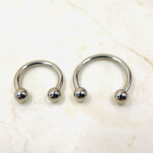 16G 14G Implant Grade Titanium Internally Threaded Silver 8MM 10MM Horseshoe Hoop Ring for Septum Cartilage Lip Tragus Hood Piercing