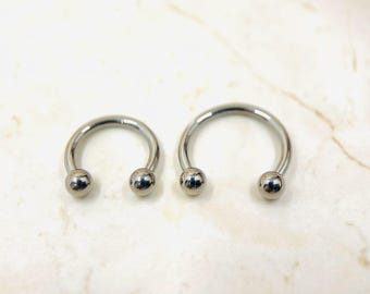 Anello a ferro di cavallo in titanio di grado implantare da 16G e 14G, filettato internamente, argento, 8 mm e 10 mm, per piercing al setto, cartilagine, labbro, trago