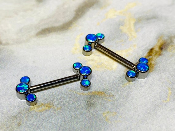Blue opal hotsell nipple rings