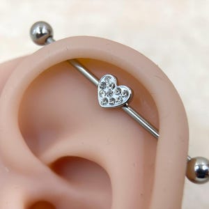 14G Heart Industrial Barbell. Industrial Piercing, Industrial Barbell, Industrial Jewelry, Body Jewelry, Cartilage Industrial Earrings