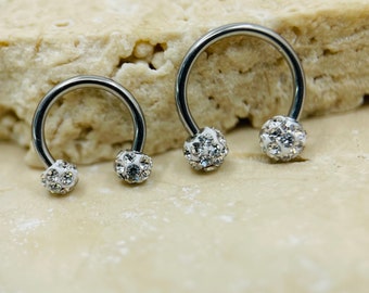 16G Crystal Ball Septum Horseshoe Hoop ring Septum Piercing Jewelry Hoop Ring
