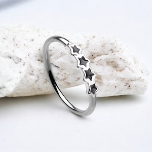 20g Star Nose Ring, Multi Link Star Decor Nose Piercing Hoop Ring, Thin Snug Fit Nose Ring, Cartilage Earrings