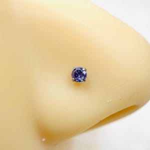 20G Purple Gem Stud Nose Piercing Stud, L Shape Nose Jewelry, Simple Style Plain L Bend Stud Nose Piercing Jewelry