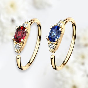 20g Gold Nose Hoop, Cz Gem Decor Bendable Nose Hoop, Cartilage Hoop. Nose Ring Piercing Jewelry