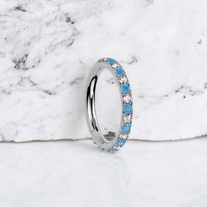 18g 16g lindo anillo de nariz delgada, turquesa Cz gema frente delicado ajuste cómodo anillo de nariz cartílago hélice caracola oreja piercing titanio clicker anillo