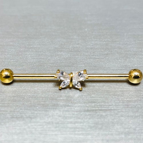 14 Gauge or 16 Gauge Industrial Barbell Ivory Pearl Beaded Etsy