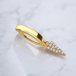 Spike Dangle Belly Ring, Tiny Cz Dangle Decor Gold Belly Button Clicker Ring, 14g Gold Hinged Belly Ring Piercing, Navel Ring Body Jewelry
