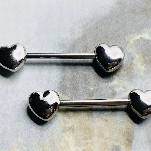 14G Rose Gold Classic Heart Shape Nipple Barbells. Nipple Etsy