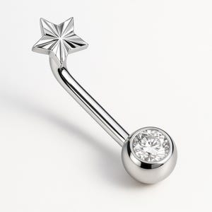 Christina Piercing, Elegant Style Star Top VCH Piercing, Implant Grade Titanium Internally Threaded Genital Hood Piercing