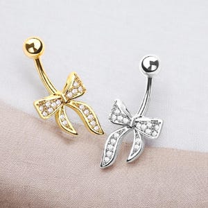 Piercing per ombelico a nastro, 14g oro argento classico CZ nastro anello non pendente per ombelico, piercing all&#39;ombelico gioielli per il corpo