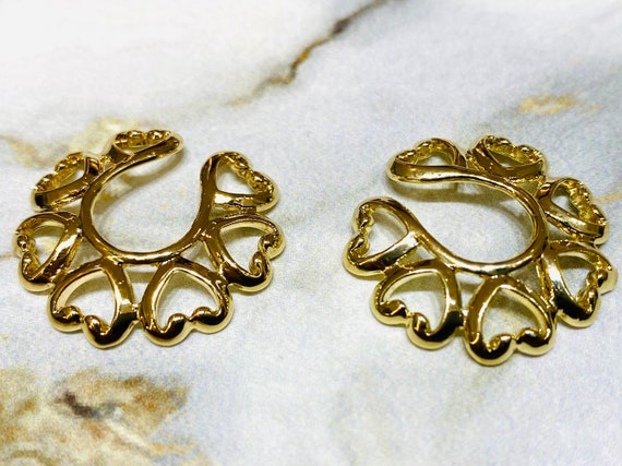 Clip on Vintage Hearts Nipple Rings Push in Squeeze No Piercing