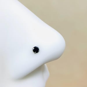20G Black Gem Nose Piercing Stud, L Shape Nose Piercing Stud, Simple Style Black Cz Stud L Bend Nose Ring Thin Minimal Small Nose Stud