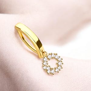 Hoop Dangle Belly Ring, CZ Gem Dainty Dangle Hoop Hinged Gold Belly Button Clicker Hoop Ring, 14g Gold Navel Ring Body Piercing Jewelry