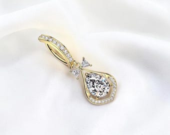 Piercing para ombligo con colgante en forma de lágrima, cierre de clic con bisagra y dije de pera colgante, oro/plata de 14 g.