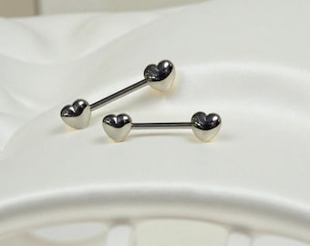 Pair of 14G Silver Heart Nipple Nipple Nipple