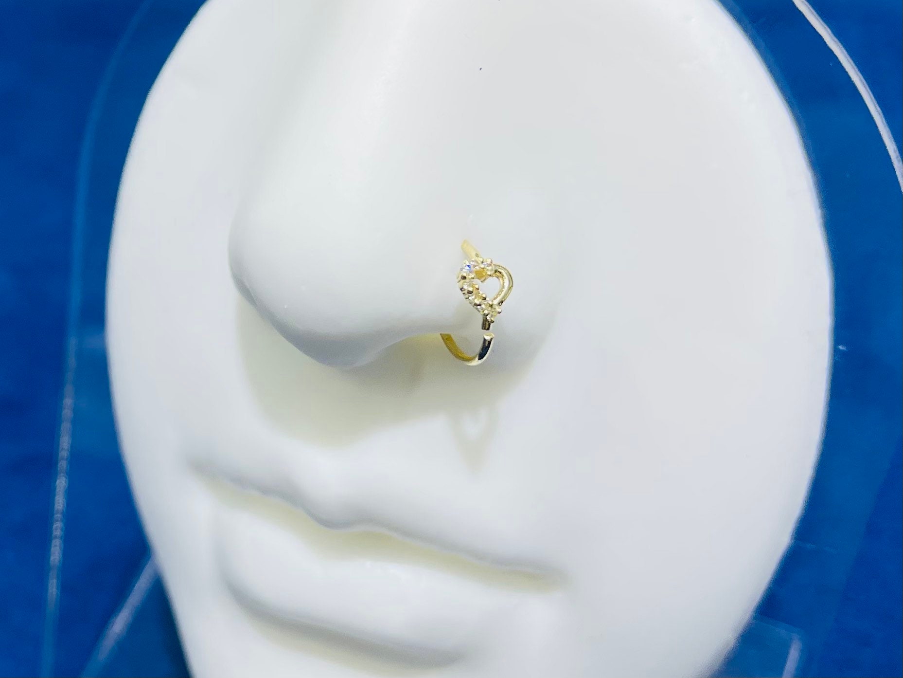Stylish Gold Plated Dangle Indian Handmade Nose ring White CZ Twisted nose  ring | eBay