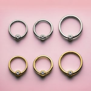 18G 16G Horseshoe Clicker Hoop Ring Multipurpose Septum Cartilage Tragus Helix Daith Piercing Clicker Ring Captive Bead Clicker Ring