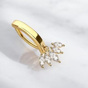 Piercing per ombelico con ciondolo a forma di marquise, anello per ombelico con cerniera in oro 14 g, anello a cerchio con ciondolo a forma di gemma, regalo di gioielli in oro per piercing all&#39;ombelico