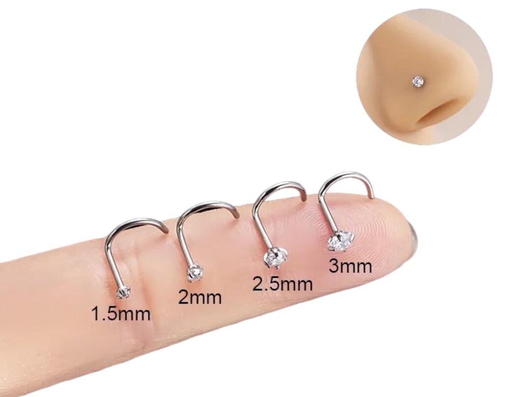 Titanium Corkscrew Nose Stud Clear Gem Nose Ring Corkscrew Nose Ring