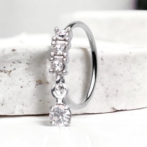 20g Nasenring, einfacher Stil kleiner Juwel Dekor biegbar Nase Piercing Hoop Ring, Mehrzweck Nase Knorpel Piercing Hoop Ring