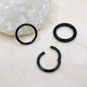 18g 16g 14g Black Titanium Clicker Hoop Ring, Titanium Nose Septum Cartilage Conch Piercing Black Hoop Earrings, Piercing Jewelry