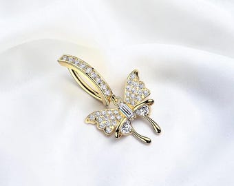 Butterfly Dangle Belly Button Ring, Hinged Clicker Dangling Butterfly Charm Navel Piercing, 14g Gold / Silver