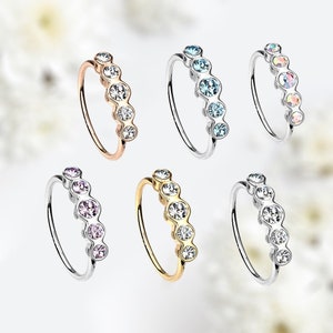 20G Nose Hoop Ring, Sparkle Gem Front Bendable Nose Ring, Simple Style Dainty Nose Hoop Piercing, Cartilage Piercing Earrings.
