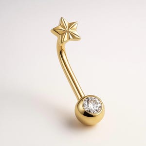 Christina Piercing, Elegant Style Star Top VCH Piercing, Implant Grade Titanium Internally Threaded Genital Hood Piercing