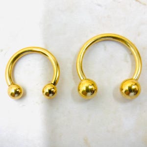 16G Implant Grade Titanium Internally Threaded Gold Horseshoe Hoop Ring for Septum Cartilage, Tragus, Labret,Smiley, Hood Piercing