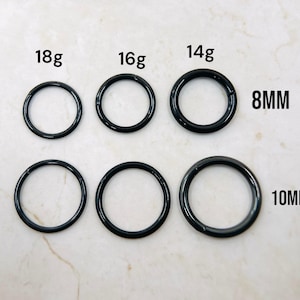 18g 16g 14g Black Titanium Clicker Hoop Ring, Titanium Nose Septum Cartilage Conch Piercing Black Hoop Earrings, Piercing Jewelry