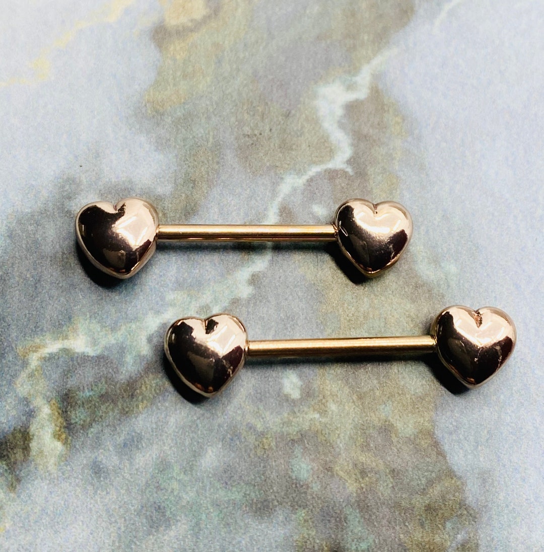 14G Rose Gold Klassische Herzform Nippel Barbells. Brustwarzen Piercings.  Brustwarzen Schmuck. Nippel Ringe. - Etsy.de