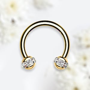 16G Crystal Ball Ends Horsehshoe for Spetum Cartilage Daith Eyebrow Piercing Jewelry