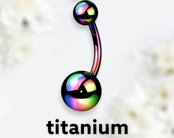 14G Titanium Plain Rainbow Belly Button Ring